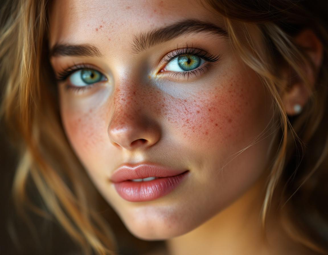 Hyper realistic portrait with skin texture details, 4K quality