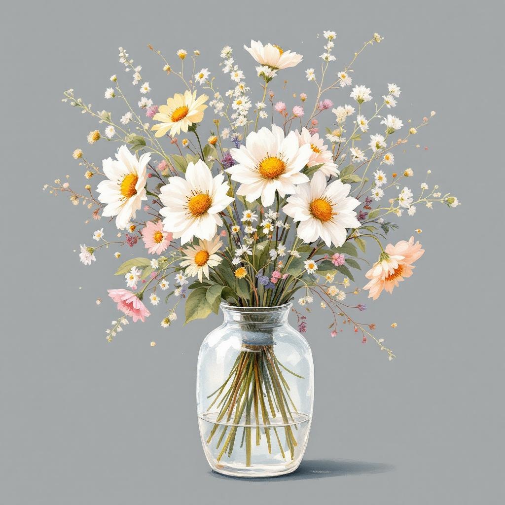 Cherry blossoms by a river, watercolor style