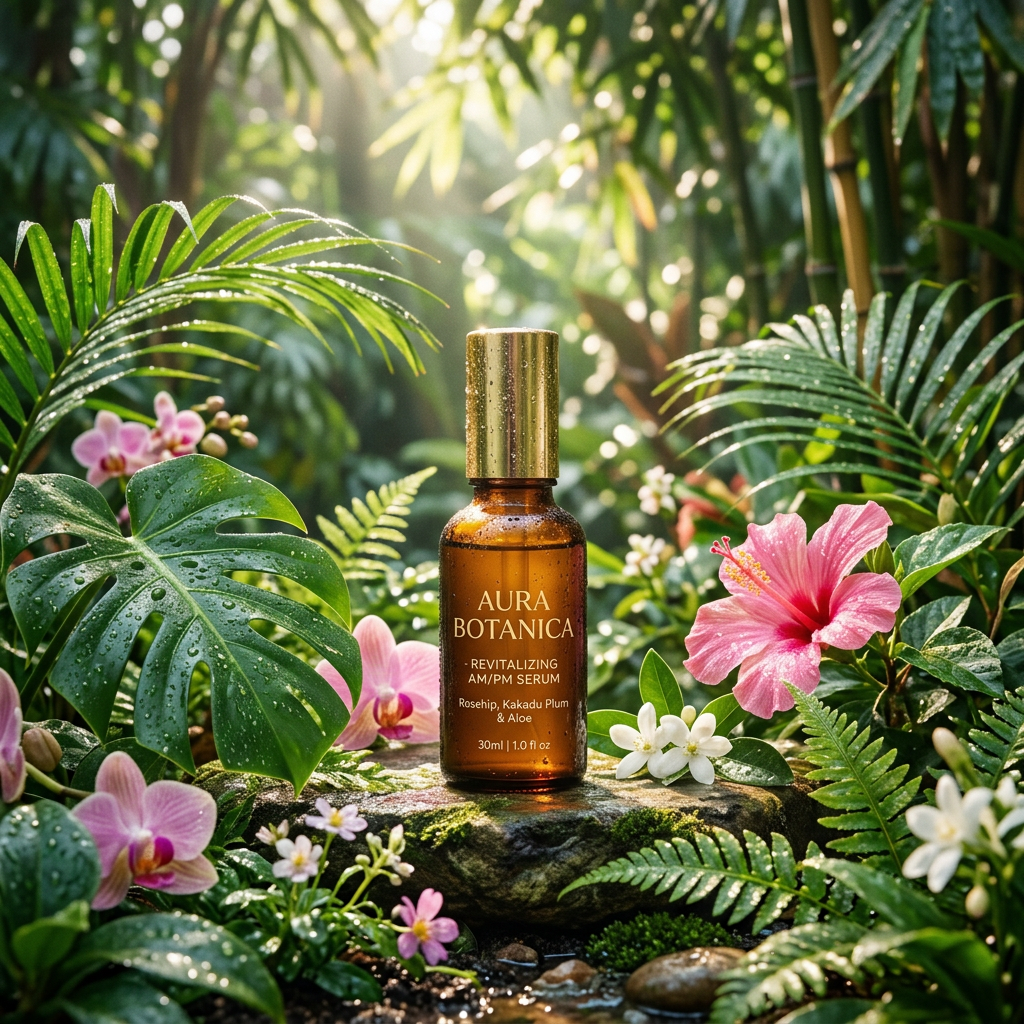 Skincare Bottle in Botanical Garden style