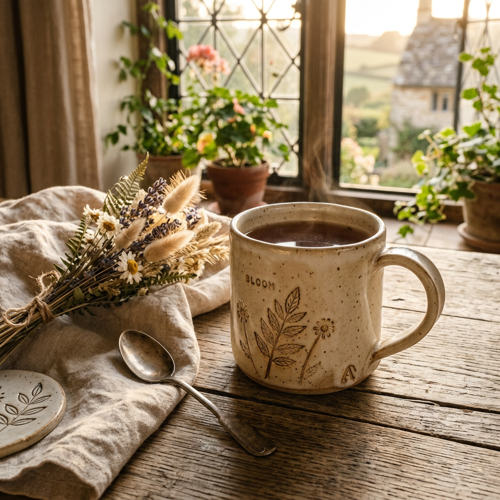 Ceramic Mug in Cottagecore Revival style